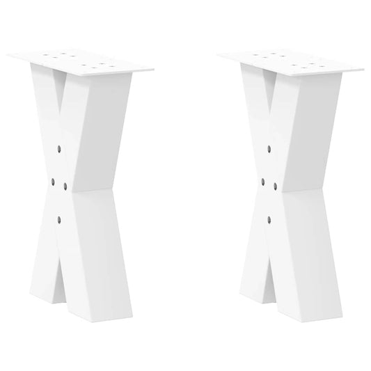 Gambe Tavolino Caffè a X 2 pz Bianco 28x(42-43) cm Acciaio - homemem39