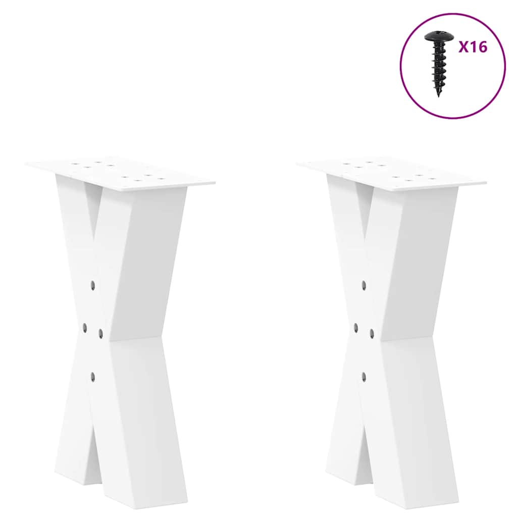 Gambe Tavolino Caffè a X 2 pz Bianco 28x(42-43) cm Acciaio - homemem39