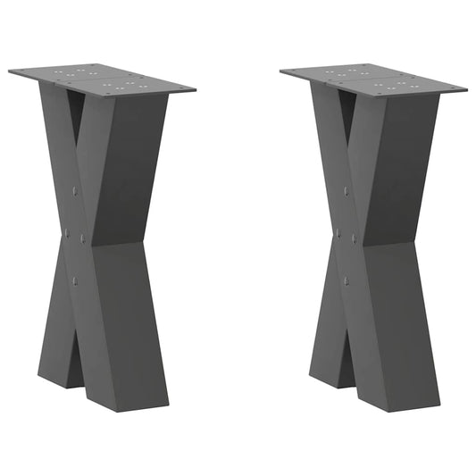 Gambe Tavolino Caffè a X 2 pz Antracite 28x(42-43) cm Acciaio - homemem39