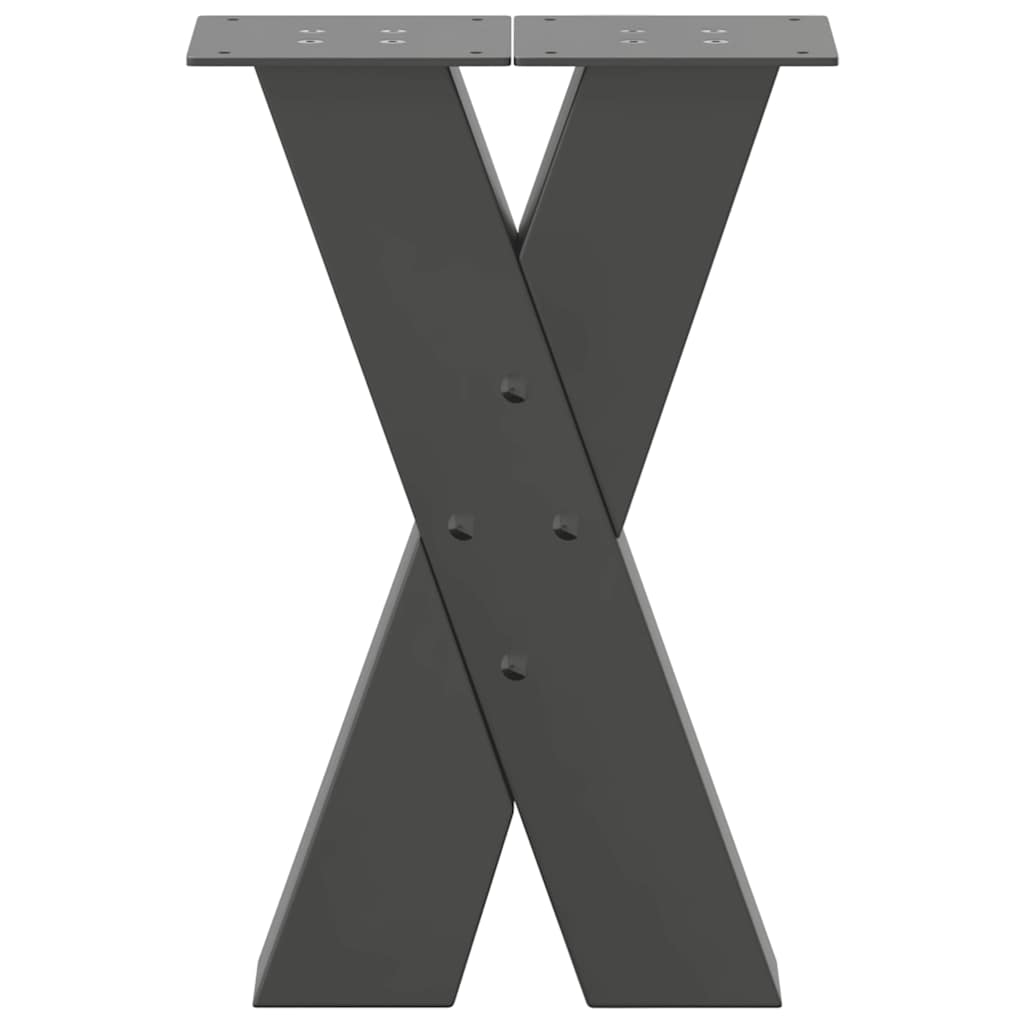 Gambe per Tavolino da Caffè forma X 2 pz Antracite 28x(42-43)cm
