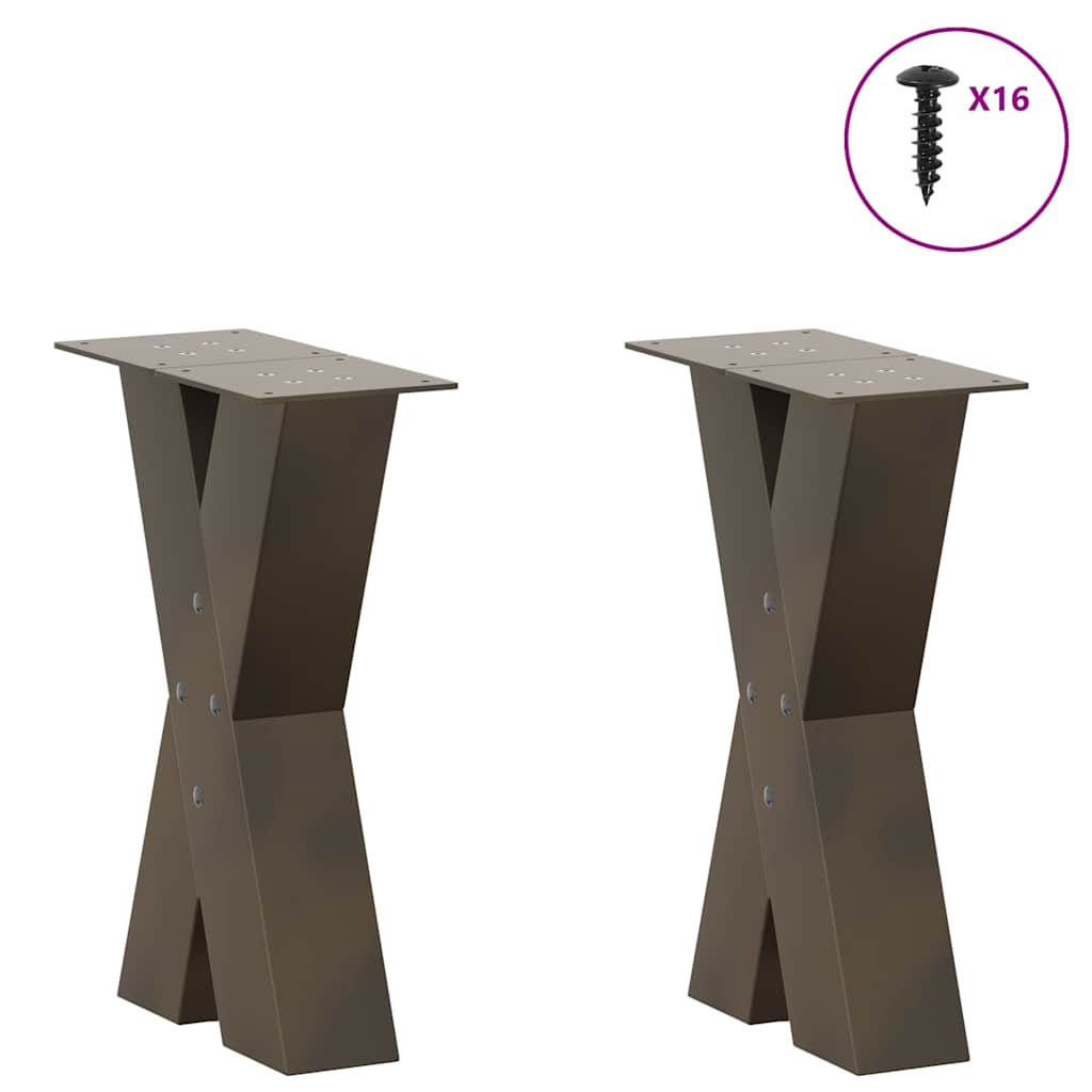 Gambe Tavolino Caffè a X 2 pz Naturale 28x(42-43) cm Acciaio - homemem39