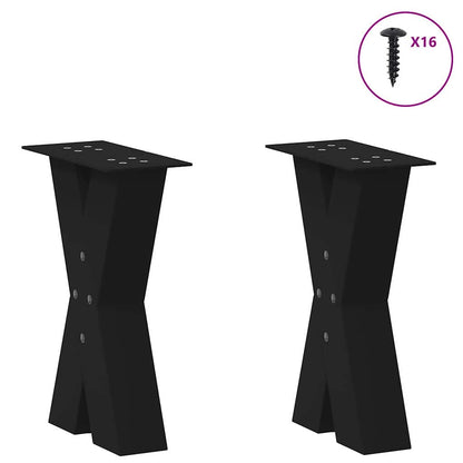Gambe per Tavolino da Caffè a Forma di X 2 pz Nere 38x(42-43)cm