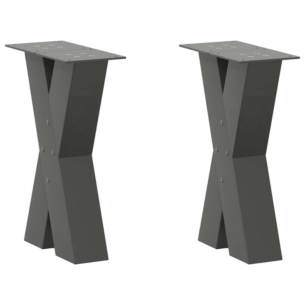 Gambe Tavolino Caffè a X 2 pz Antracite 38x(42-43) cm Acciaio - homemem39