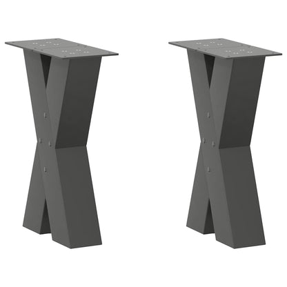Gambe Tavolino Caffè a X 2 pz Antracite 38x(42-43) cm Acciaio - homemem39