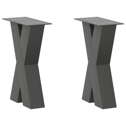 Gambe Tavolino Caffè a X 2 pz Antracite 38x(42-43) cm Acciaio - homemem39