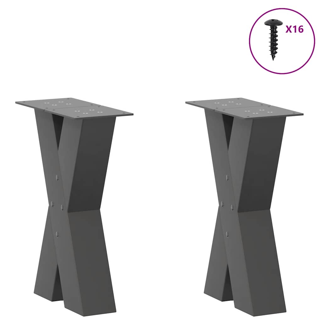 Gambe Tavolino Caffè a X 2 pz Antracite 38x(42-43) cm Acciaio - homemem39