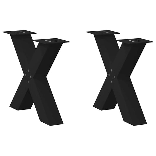 Gambe Tavolino da Caffè a X 2 pz Nero 50x(42-43) cm in Acciaio - homemem39