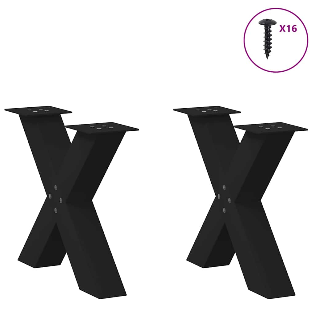 Gambe Tavolino da Caffè a X 2 pz Nero 50x(42-43) cm in Acciaio - homemem39