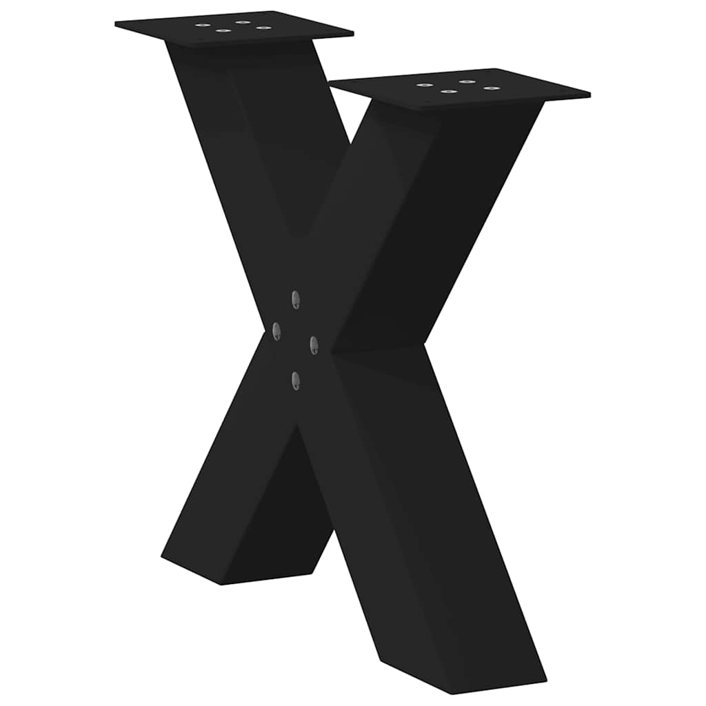 Gambe Tavolino da Caffè a X 2 pz Nero 50x(42-43) cm in Acciaio - homemem39