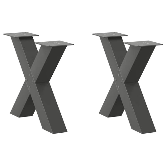 Gambe Tavolino Caffè a X 2 pz Antracite 50x(42-43) cm Acciaio - homemem39