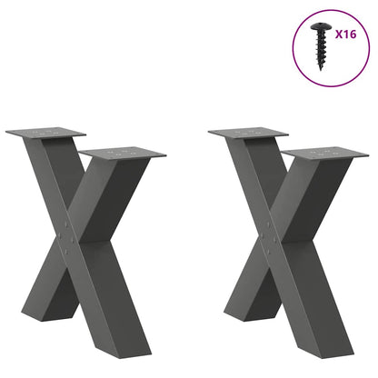 Gambe Tavolino Caffè a X 2 pz Antracite 50x(42-43) cm Acciaio - homemem39