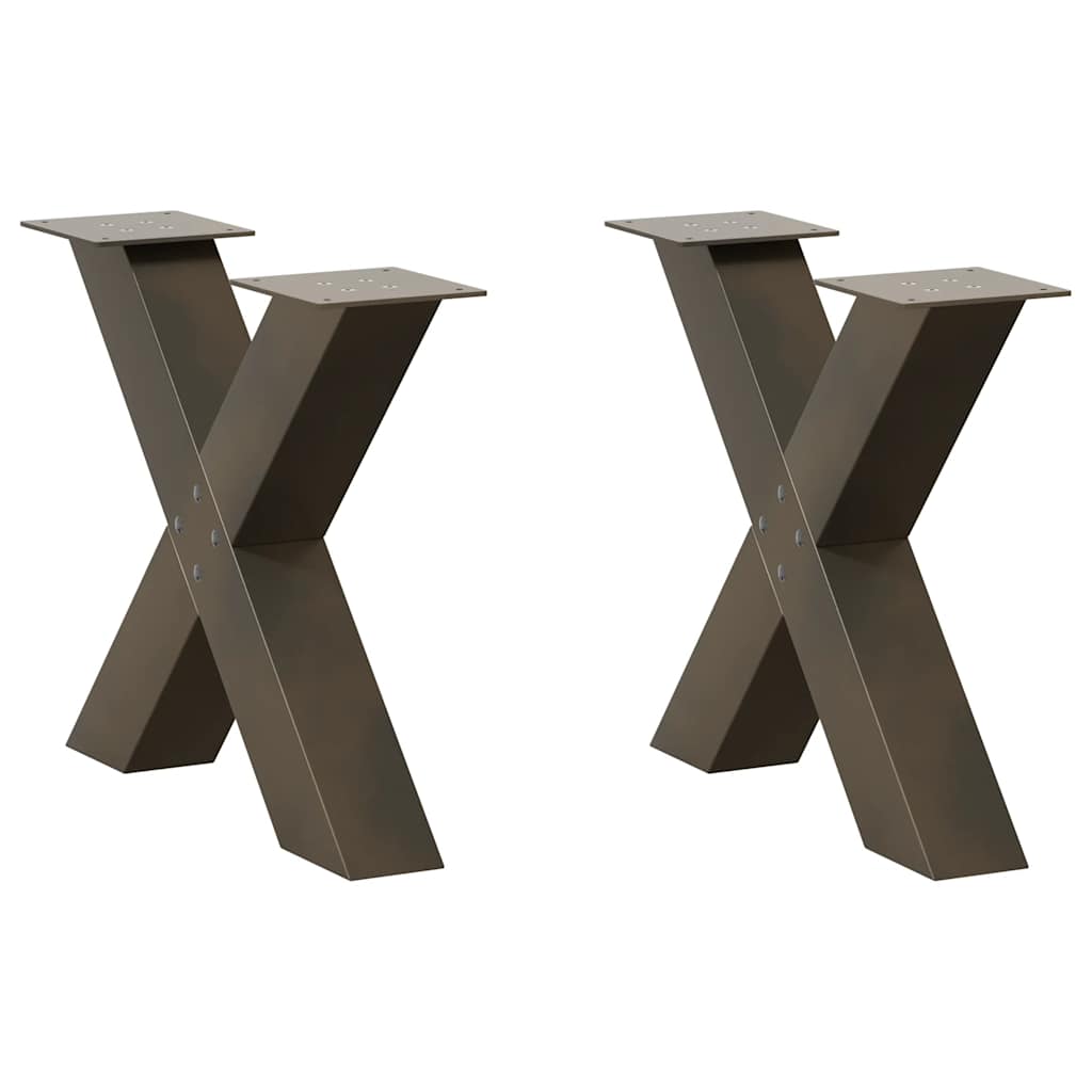 Gambe Tavolino Caffè a X 2 pz Naturale 50x(42-43) cm Acciaio - homemem39