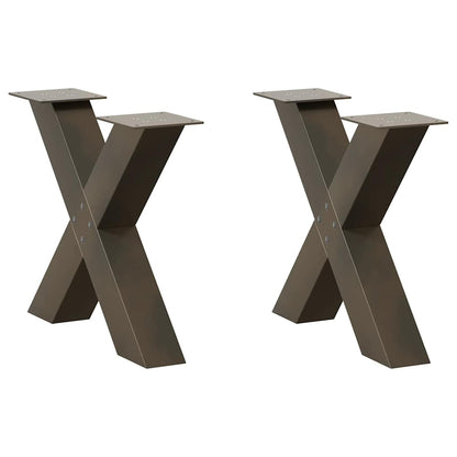 Gambe Tavolino Caffè a X 2 pz Naturale 50x(42-43) cm Acciaio - homemem39