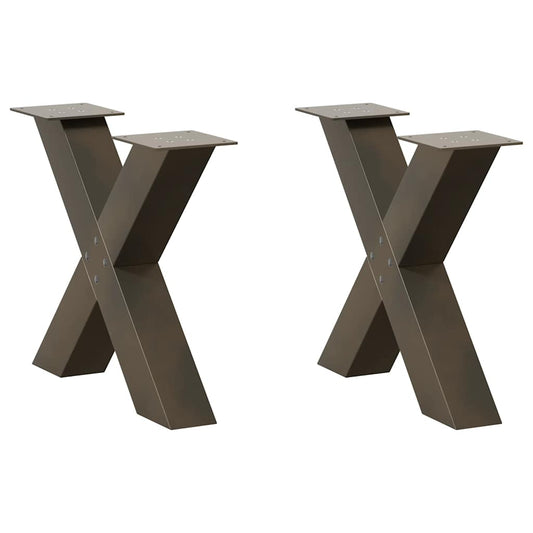 Gambe Tavolino Caffè a X 2 pz Naturale 50x(42-43) cm Acciaio - homemem39