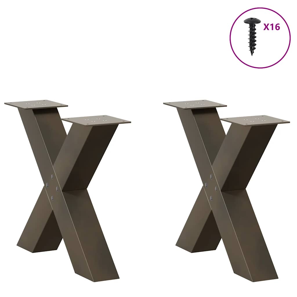 Gambe Tavolino Caffè a X 2 pz Naturale 50x(42-43) cm Acciaio - homemem39