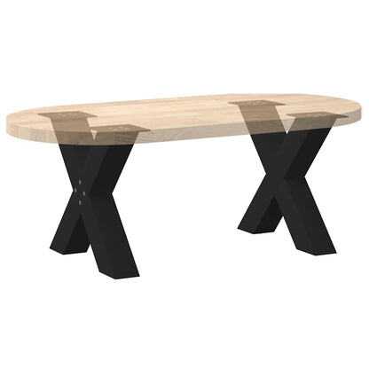Gambe per Tavolino da Caffè a Forma di X 2 pz Nere 60x(42-43)cm