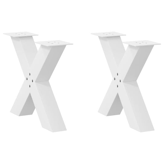 Gambe Tavolino Caffè a X 2 pz Bianco 60x(42-43) cm Acciaio - homemem39