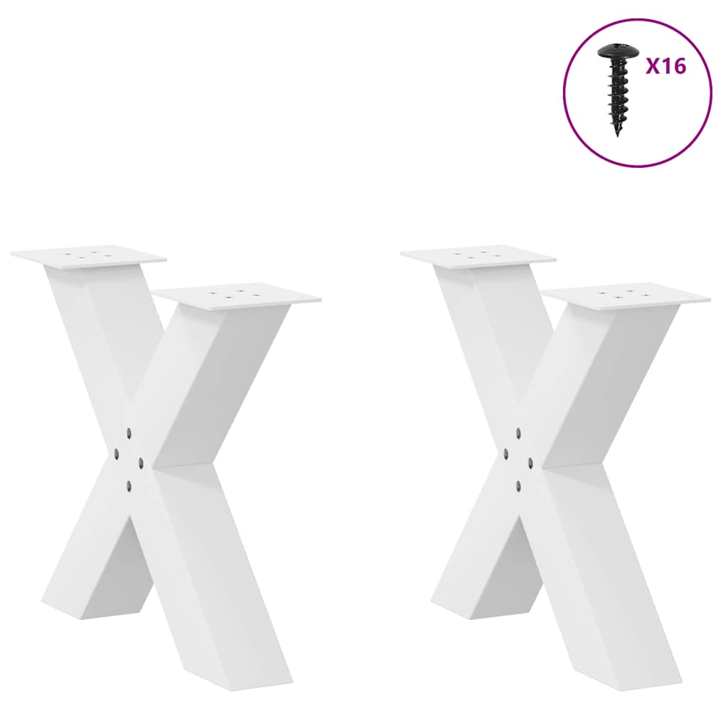 Gambe Tavolino Caffè a X 2 pz Bianco 60x(42-43) cm Acciaio - homemem39