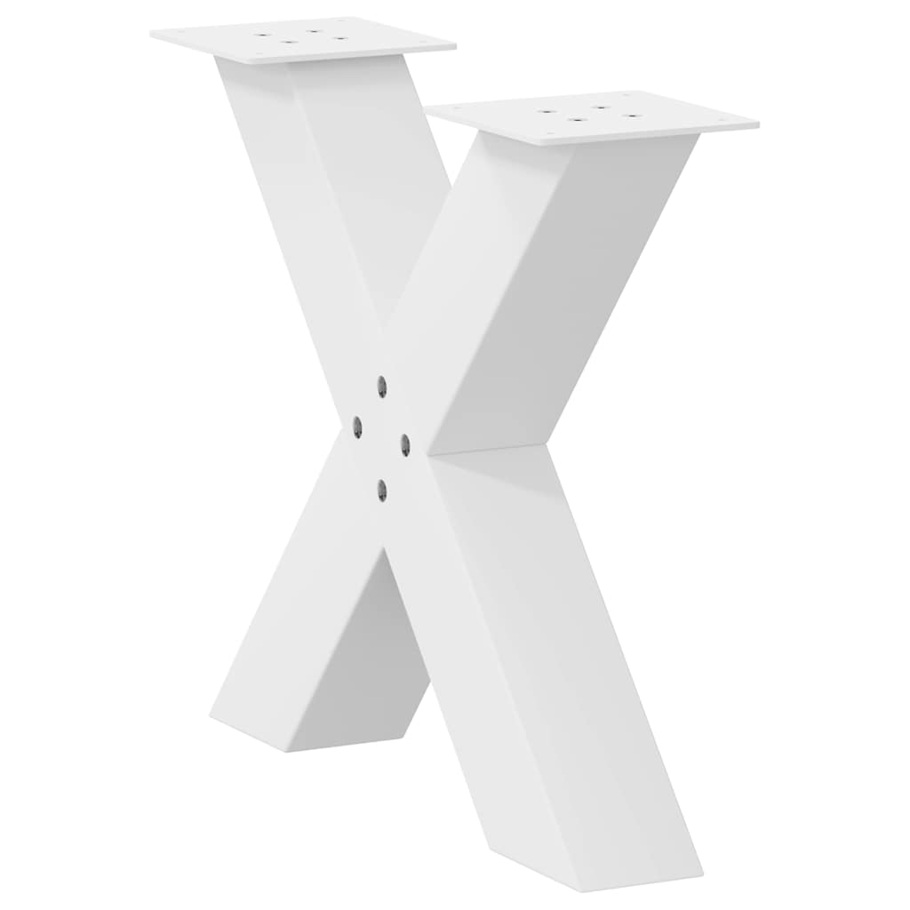 Gambe Tavolino Caffè a X 2 pz Bianco 60x(42-43) cm Acciaio - homemem39