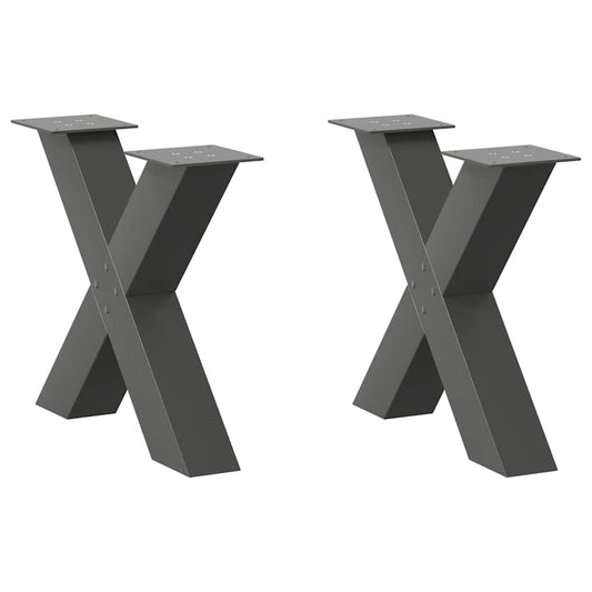 Gambe Tavolino Caffè a X 2 pz Antracite 60x(42-43) cm Acciaio - homemem39