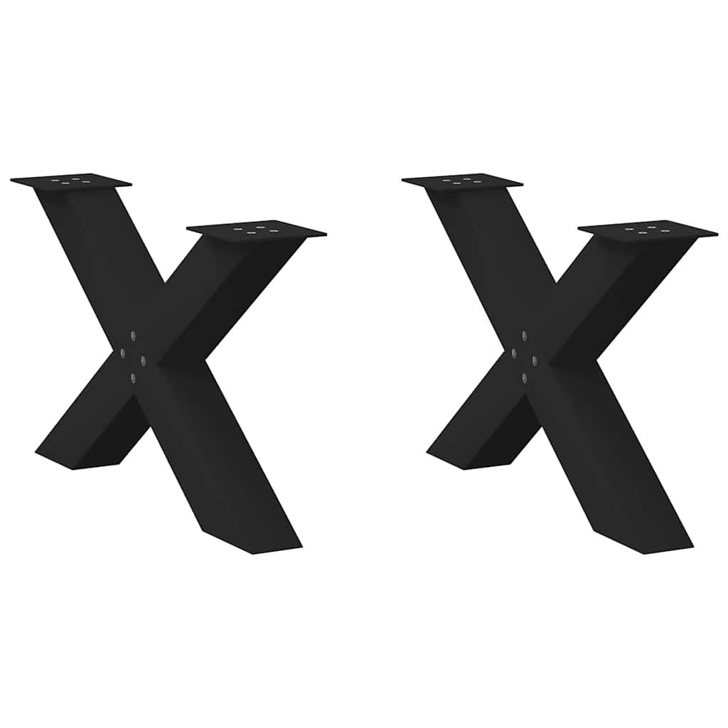 Gambe Tavolo Pranzo a Forma di X 2 pz Nero 70x(42-43)cm Acciaio - homemem39