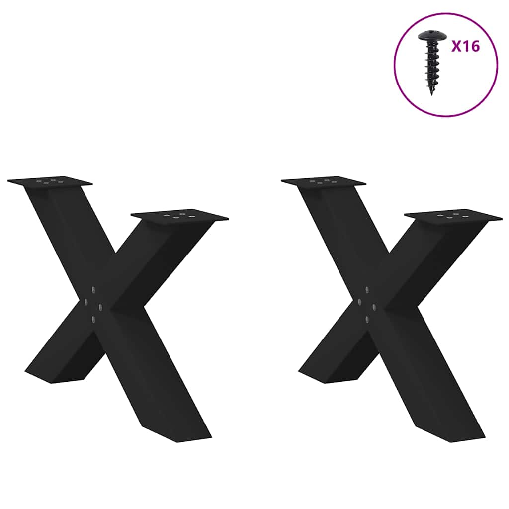 Gambe Tavolo Pranzo a Forma di X 2 pz Nero 70x(42-43)cm Acciaio - homemem39