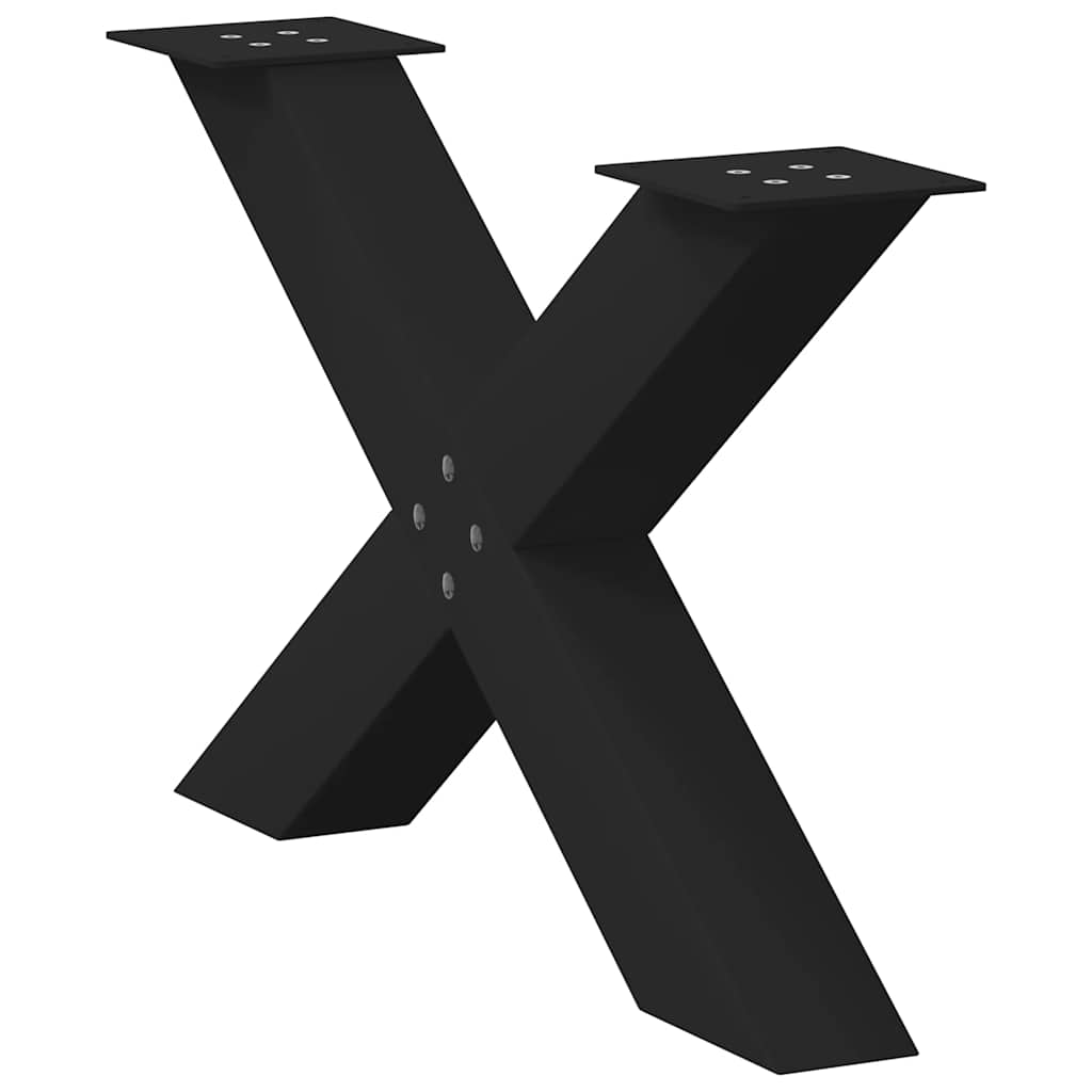 Gambe Tavolo Pranzo a Forma di X 2 pz Nero 70x(42-43)cm Acciaio - homemem39