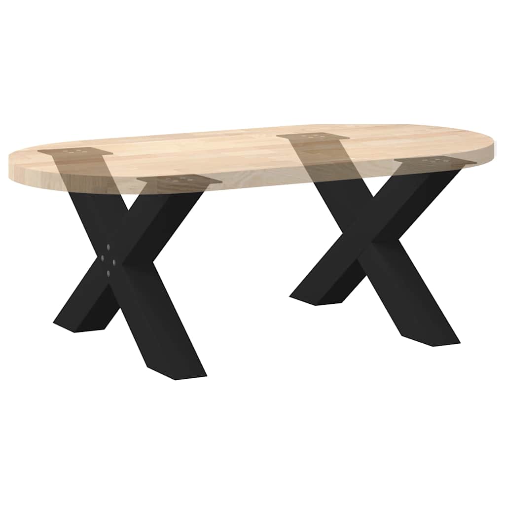 Gambe per Tavolino da Caffè a Forma di X 2 pz Nere 70x(42-43)cm