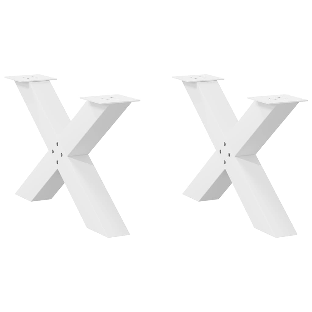 Gambe Tavolino Caffè a X 2 pz Bianco 70x(42-43) cm Acciaio - homemem39