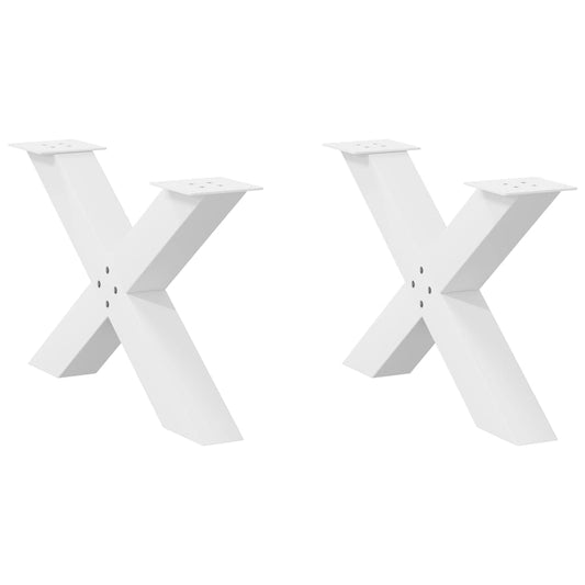 Gambe Tavolino Caffè a X 2 pz Bianco 70x(42-43) cm Acciaio - homemem39