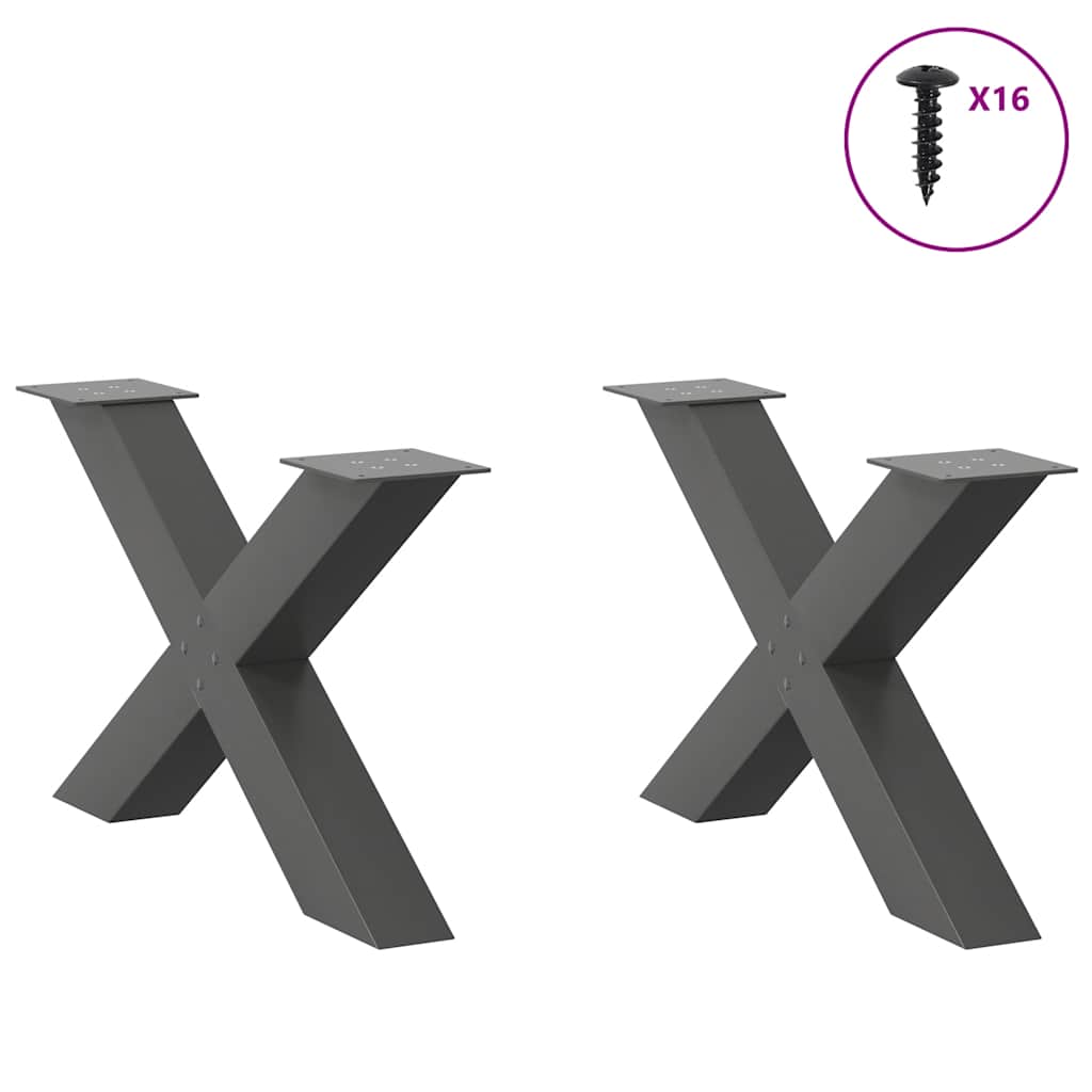 Gambe per Tavolino da Caffè forma X 2 pz Antracite 70x(42-43)cm