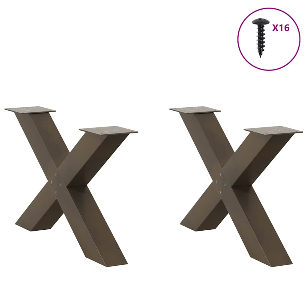 Gambe Tavolino Caffè a X 2 pz Naturale 70x(42-43) cm Acciaio - homemem39
