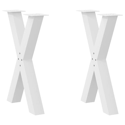 Gambe Tavolo Pranzo Forma X 2pz Bianco 50x(72-73)cm Acciaio
