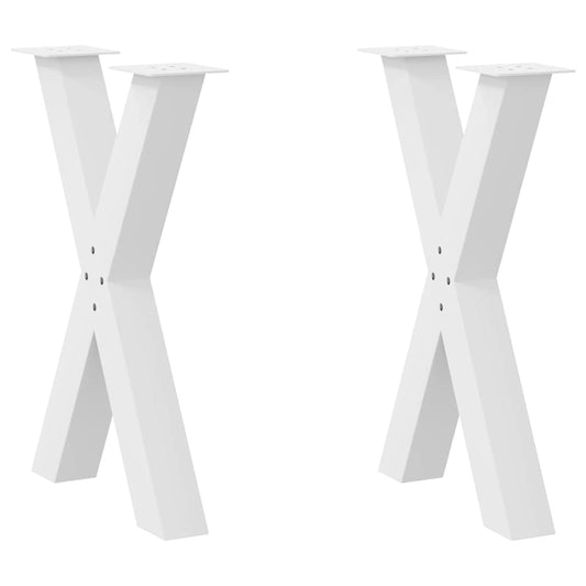 Gambe Tavolo Pranzo Forma X 2pz Bianco 50x(72-73)cm Acciaio