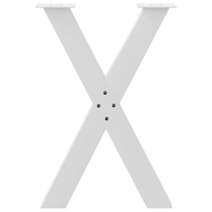 Gambe Tavolo Pranzo Forma X 2pz Bianco 50x(72-73)cm Acciaio