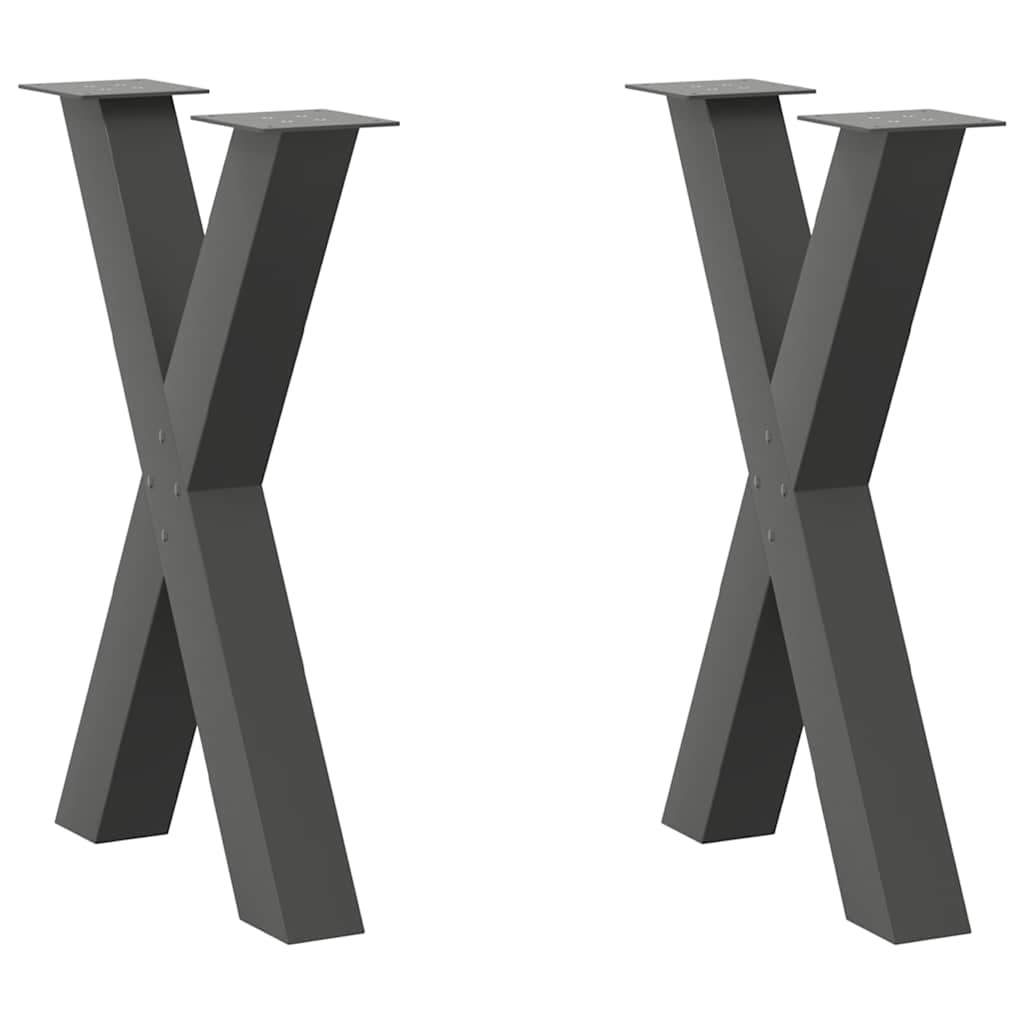 Gambe Tavolo Pranzo a X 2 pz Antracite 50x(72-73) cm Acciaio - homemem39