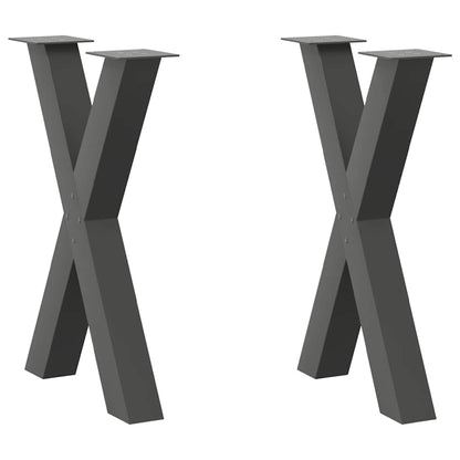 Gambe Tavolo Pranzo a X 2 pz Antracite 50x(72-73) cm Acciaio - homemem39