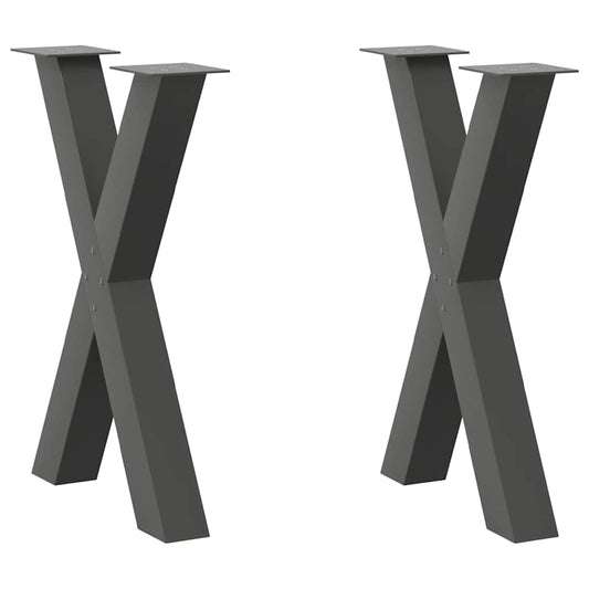 Gambe Tavolo Pranzo a X 2 pz Antracite 50x(72-73) cm Acciaio - homemem39