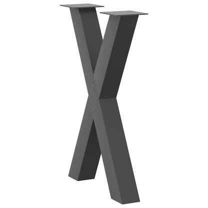 Gambe Tavolo Pranzo a X 2 pz Antracite 50x(72-73) cm Acciaio - homemem39