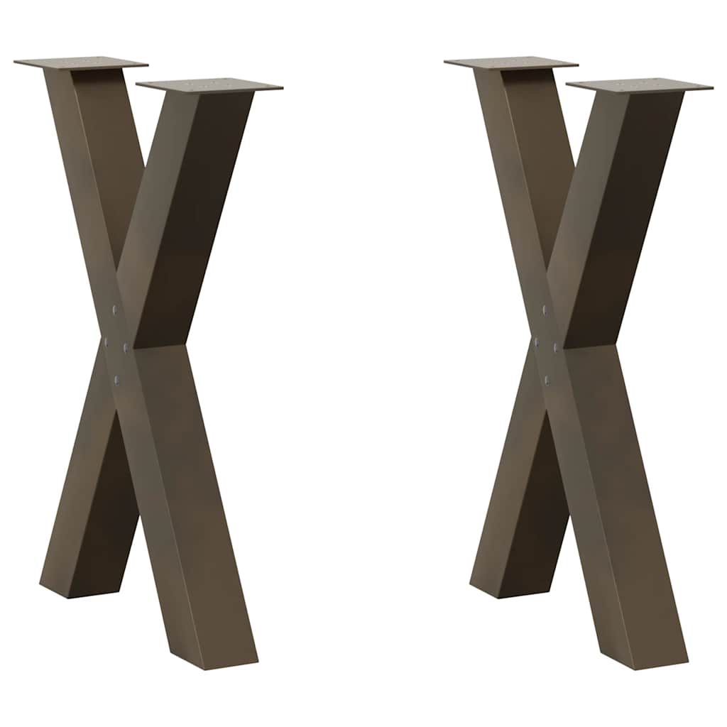 Gambe Tavolo Pranzo a X 2 pz Naturale 50x(72-73) cm Acciaio - homemem39