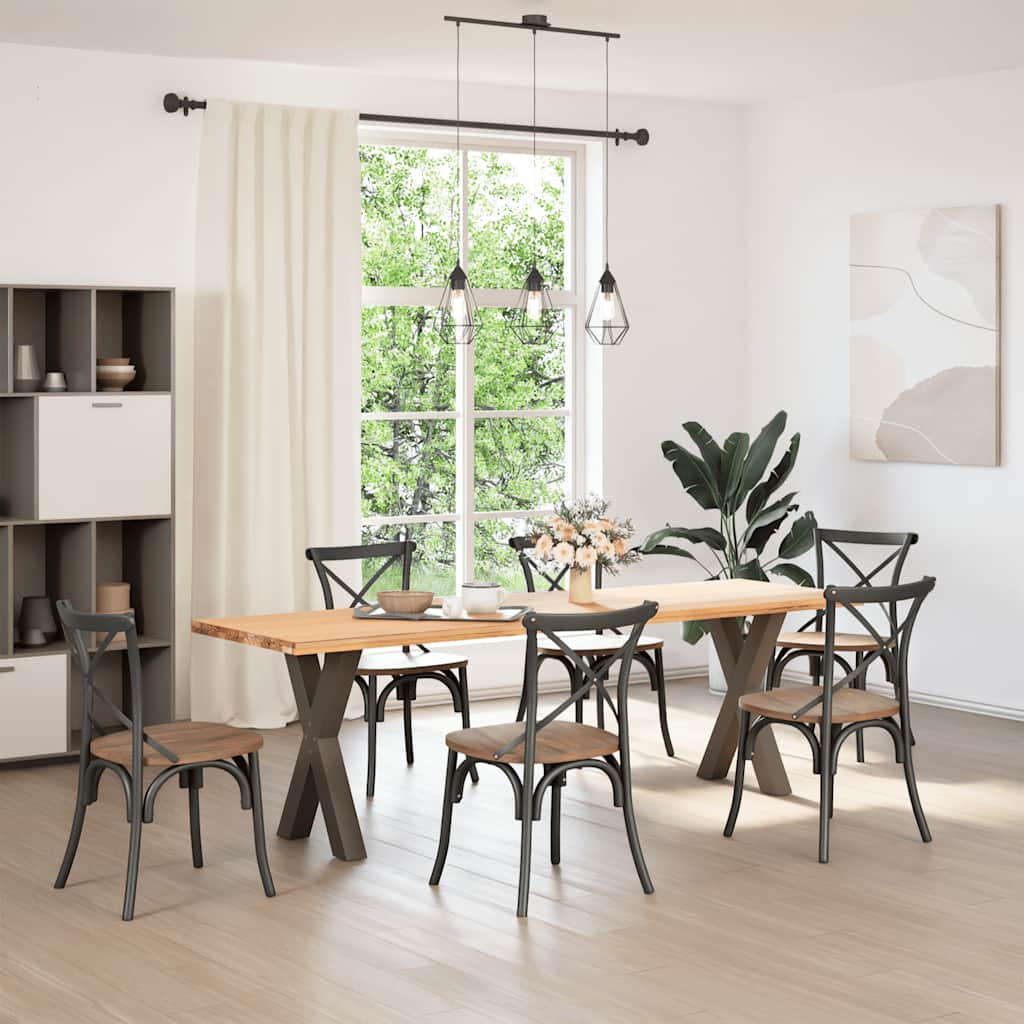 Gambe Tavolo Pranzo a X 2 pz Naturale 50x(72-73) cm Acciaio - homemem39