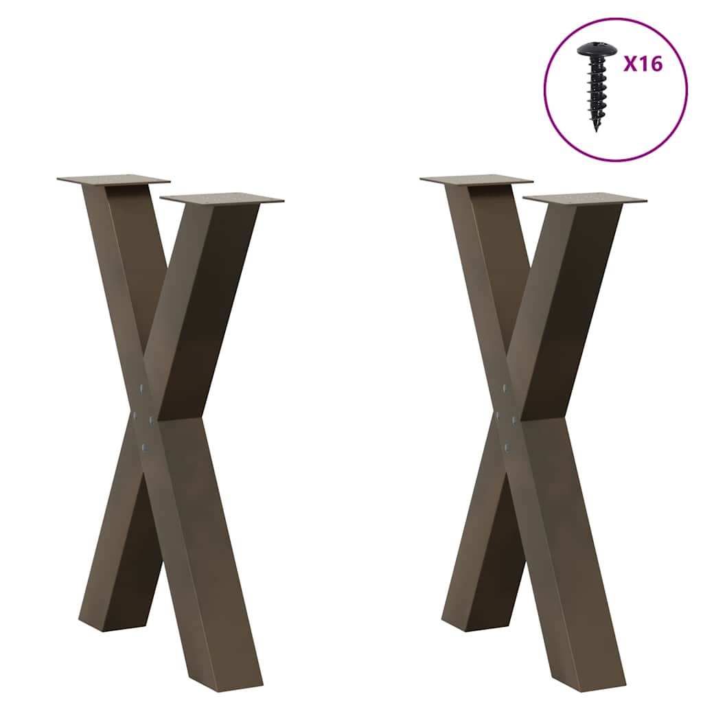 Gambe Tavolo Pranzo a X 2 pz Naturale 50x(72-73) cm Acciaio - homemem39