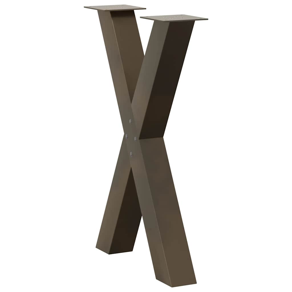 Gambe Tavolo Pranzo a X 2 pz Naturale 50x(72-73) cm Acciaio - homemem39