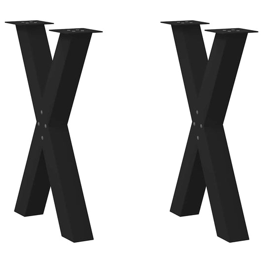 Gambe Tavolo Pranzo a Forma X 2 pz Nero 60x(72-73) cm Acciaio - homemem39