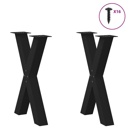 Gambe per tavolo da pranzo a forma di X 2 pz nere 60x(72-73) cm