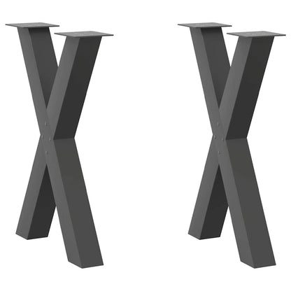 Gambe Tavolo Pranzo a X 2 pz Antracite 60x(72-73) cm Acciaio - homemem39