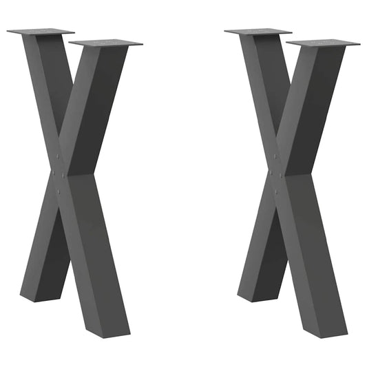 Gambe Tavolo Pranzo a X 2 pz Antracite 60x(72-73) cm Acciaio - homemem39