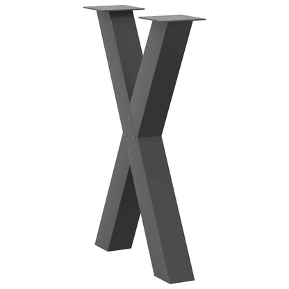 Gambe Tavolo Pranzo a X 2 pz Antracite 60x(72-73) cm Acciaio - homemem39