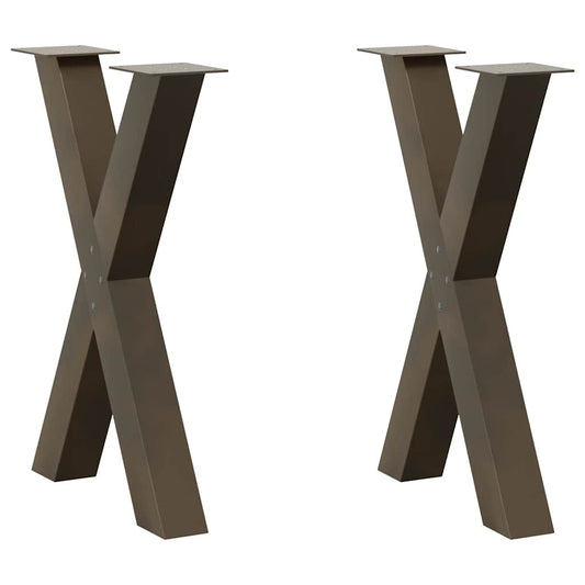 Gambe Tavolo Pranzo a X 2 pz Naturale 60x(72-73) cm Acciaio - homemem39