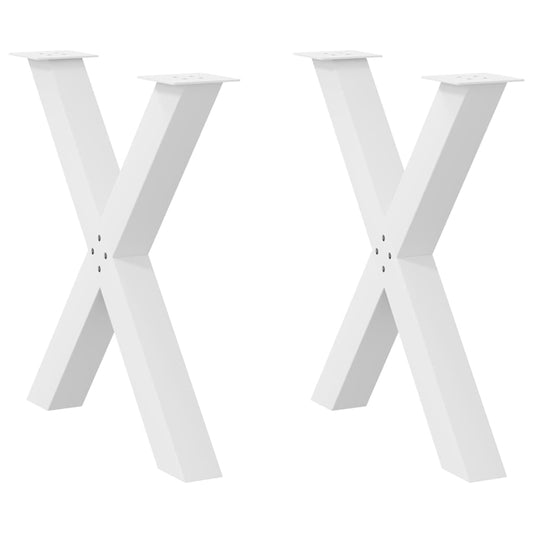 Gambe Tavolo Pranzo a Forma X 2 pz Bianco 70x(72-73) cm Acciaio